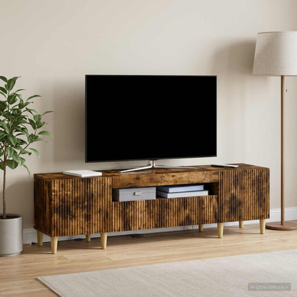 vidaXL LED TV Cabinet Smoked Oak Engineered Wood