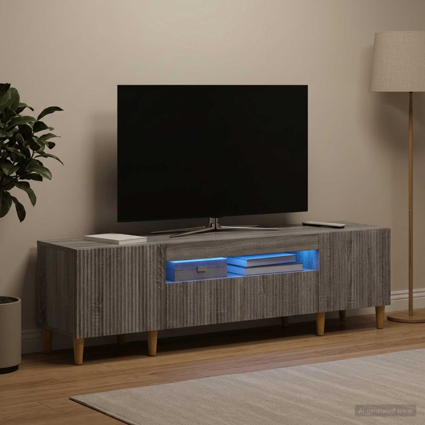 vidaXL LED TV Cabinet Grey Sonoma Engineered Wood