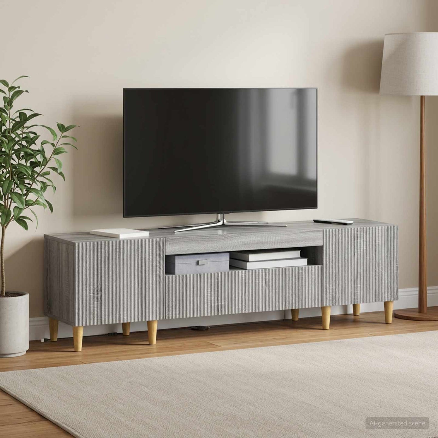 vidaXL LED TV Cabinet Grey Sonoma Engineered Wood