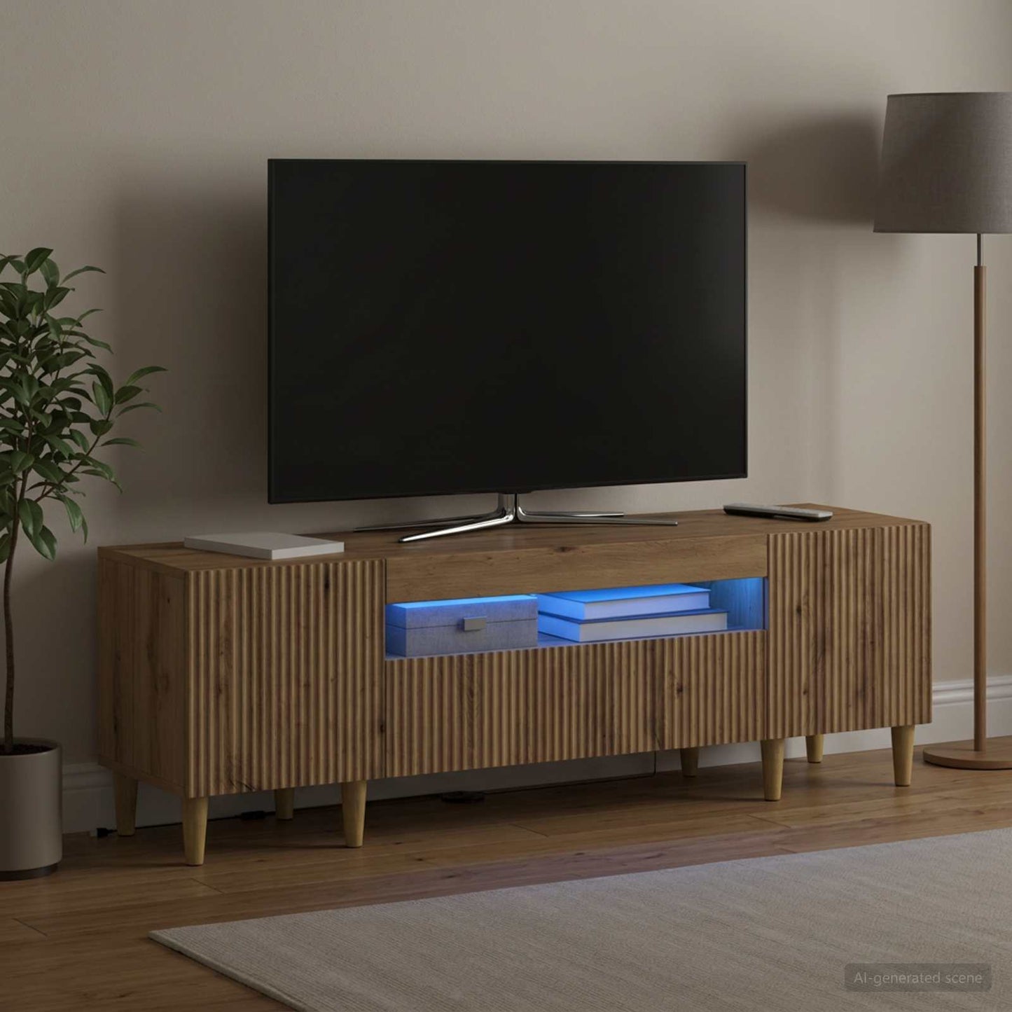 vidaXL LED TV Cabinet Artisan Oak Engineered Wood