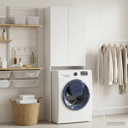 vidaXL Toilet Cabinet ARNHEM White 66 x 25.5 x 190 cm Engineered Wood