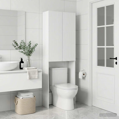 vidaXL Toilet Cabinet ARNHEM White 66 x 25.5 x 190 cm Engineered Wood