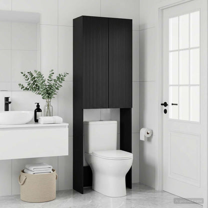 vidaXL Toilet Cabinet ARNHEM Black 66 x 25.5 x 190 cm Engineered Wood