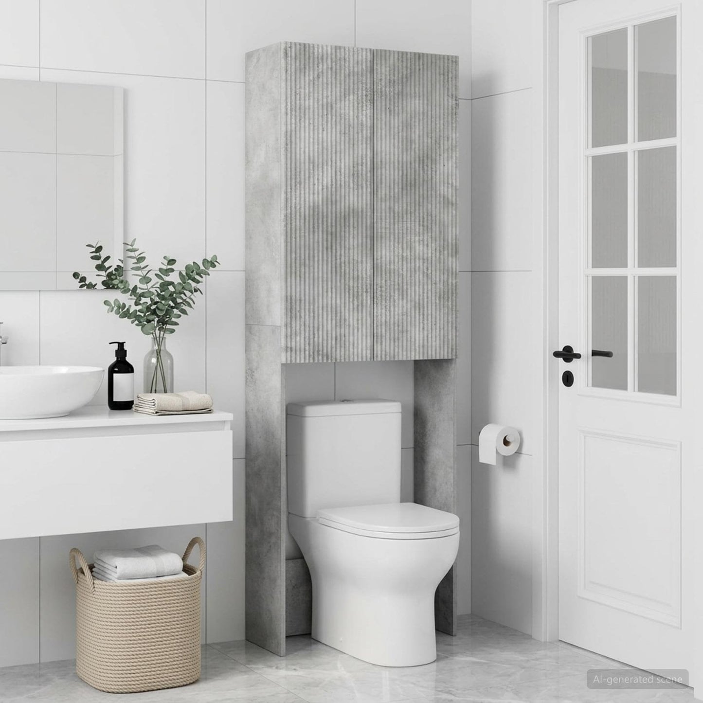 vidaXL Toilet Cabinet ARNHEM Concrete Grey 66 x 25.5 x 190 cm