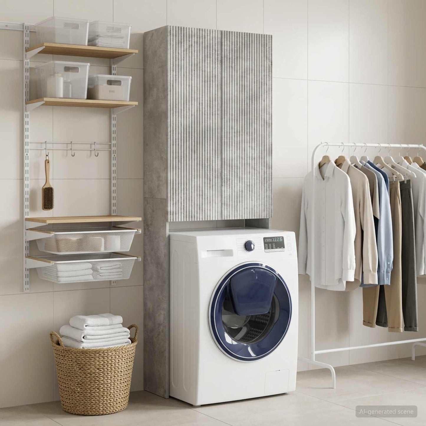 vidaXL Toilet Cabinet ARNHEM Concrete Grey 66 x 25.5 x 190 cm