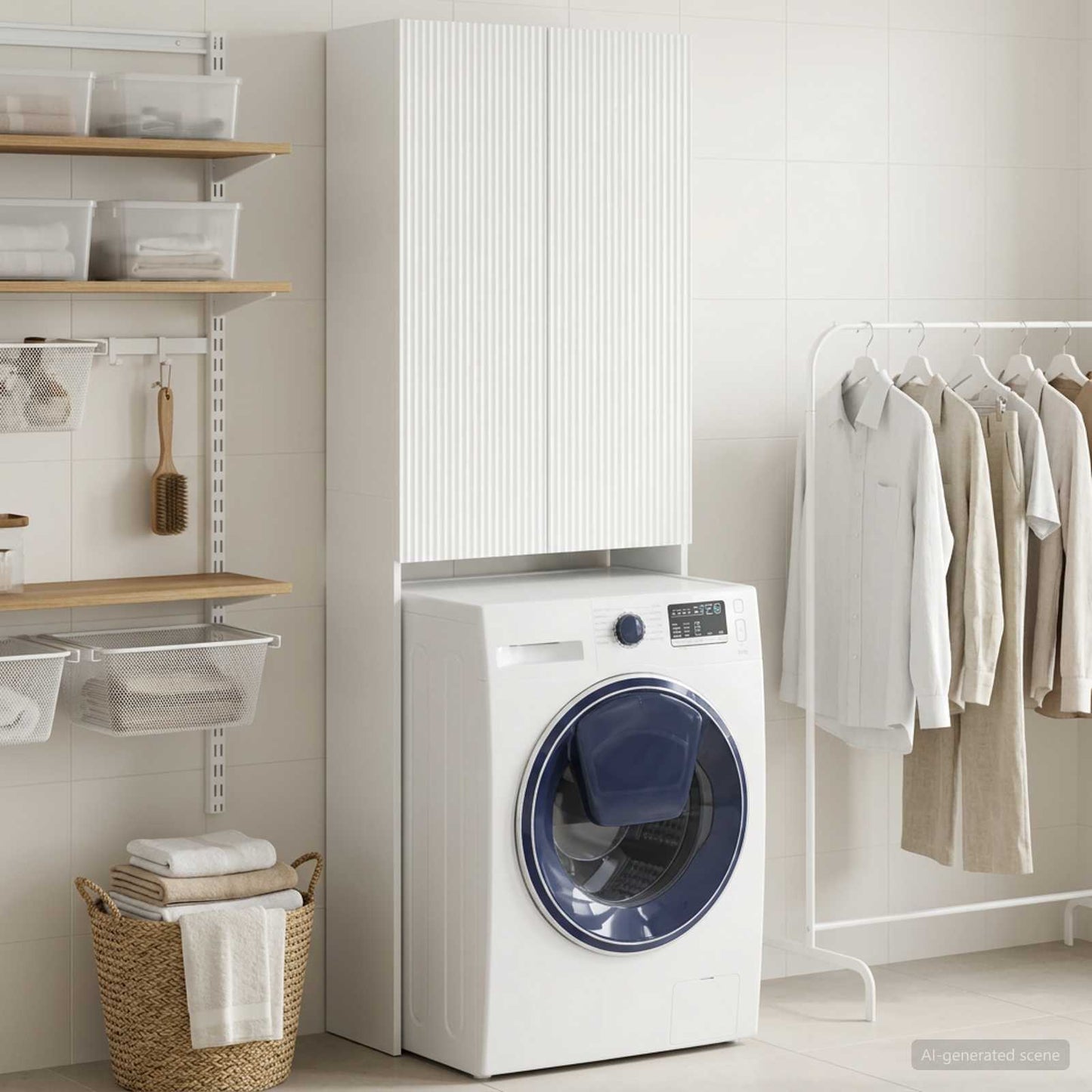 vidaXL Toilet Cabinet ARNHEM High Gloss White 66 x 25.5 x 190 cm