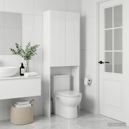 vidaXL Toilet Cabinet ARNHEM High Gloss White 66 x 25.5 x 190 cm