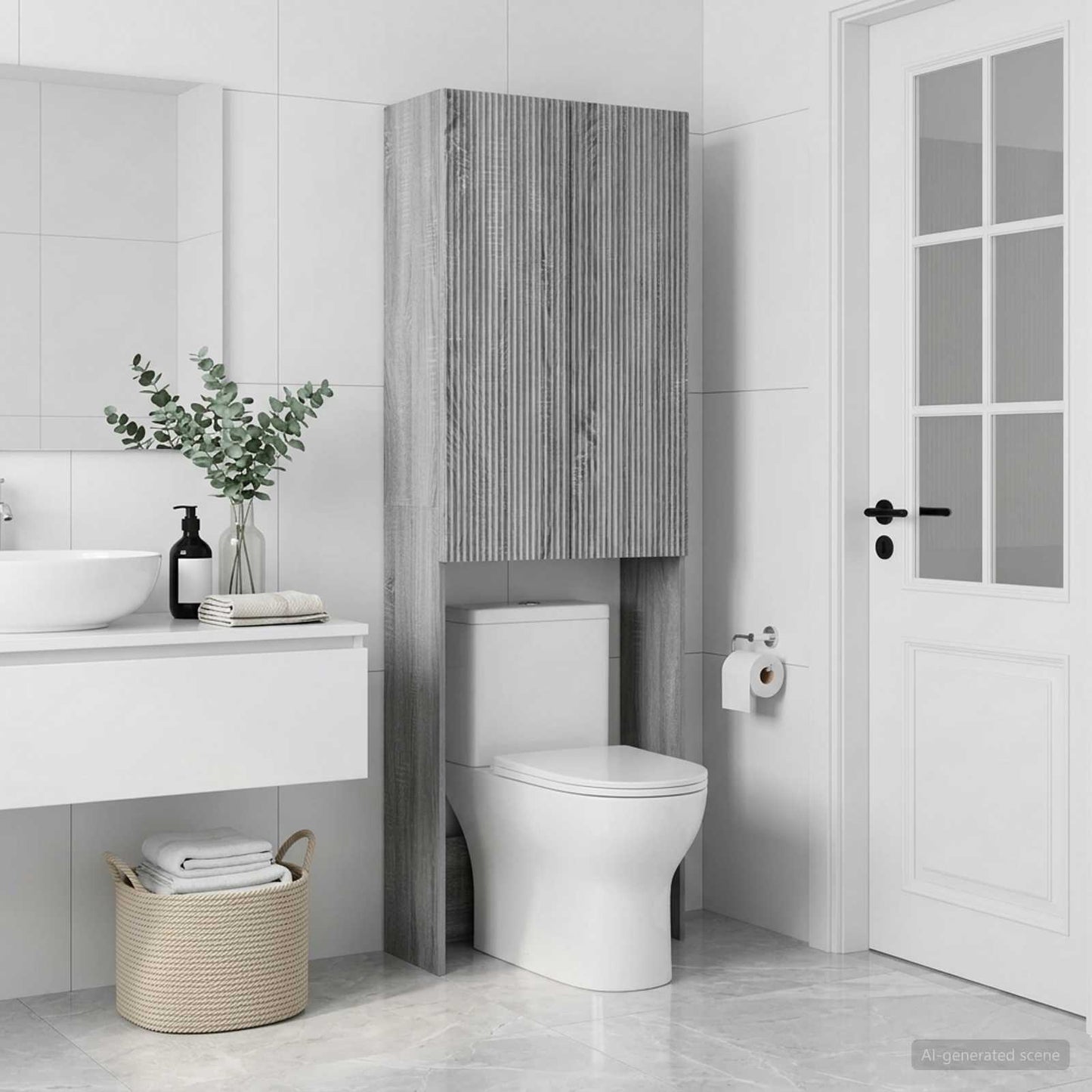 vidaXL Toilet Cabinet ARNHEM Grey Sonoma 66 x 25.5 x 190 cm