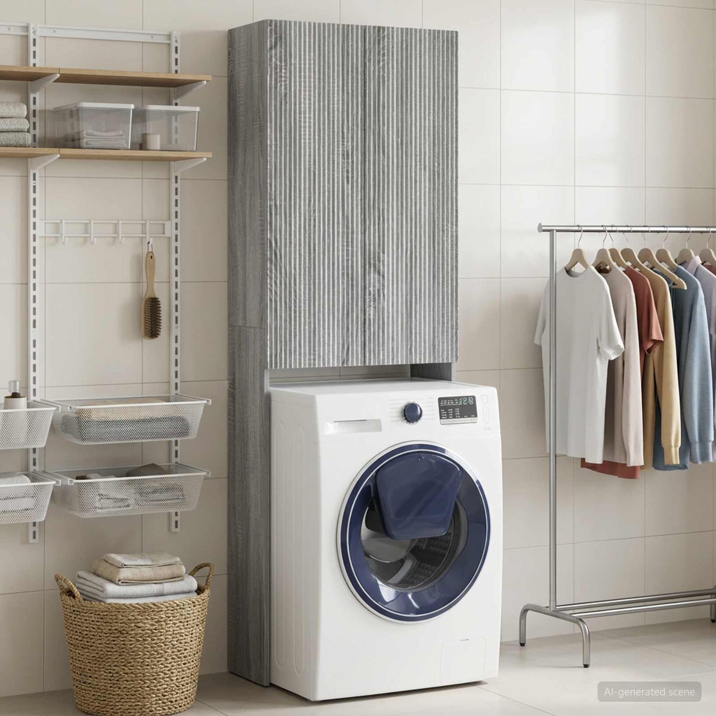 vidaXL Toilet Cabinet ARNHEM Grey Sonoma 66 x 25.5 x 190 cm