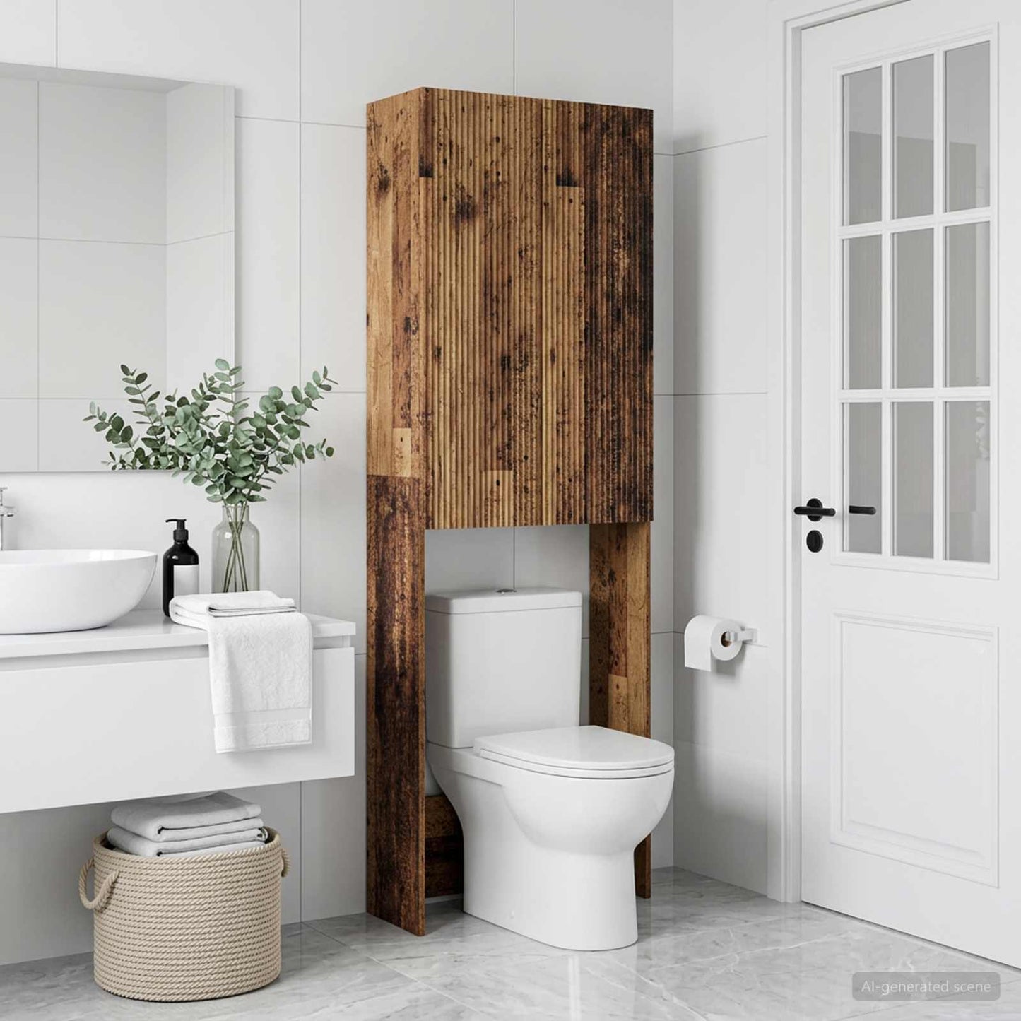 vidaXL Toilet Cabinet ARNHEM Old Wood 66 x 25.5 x 190 cm