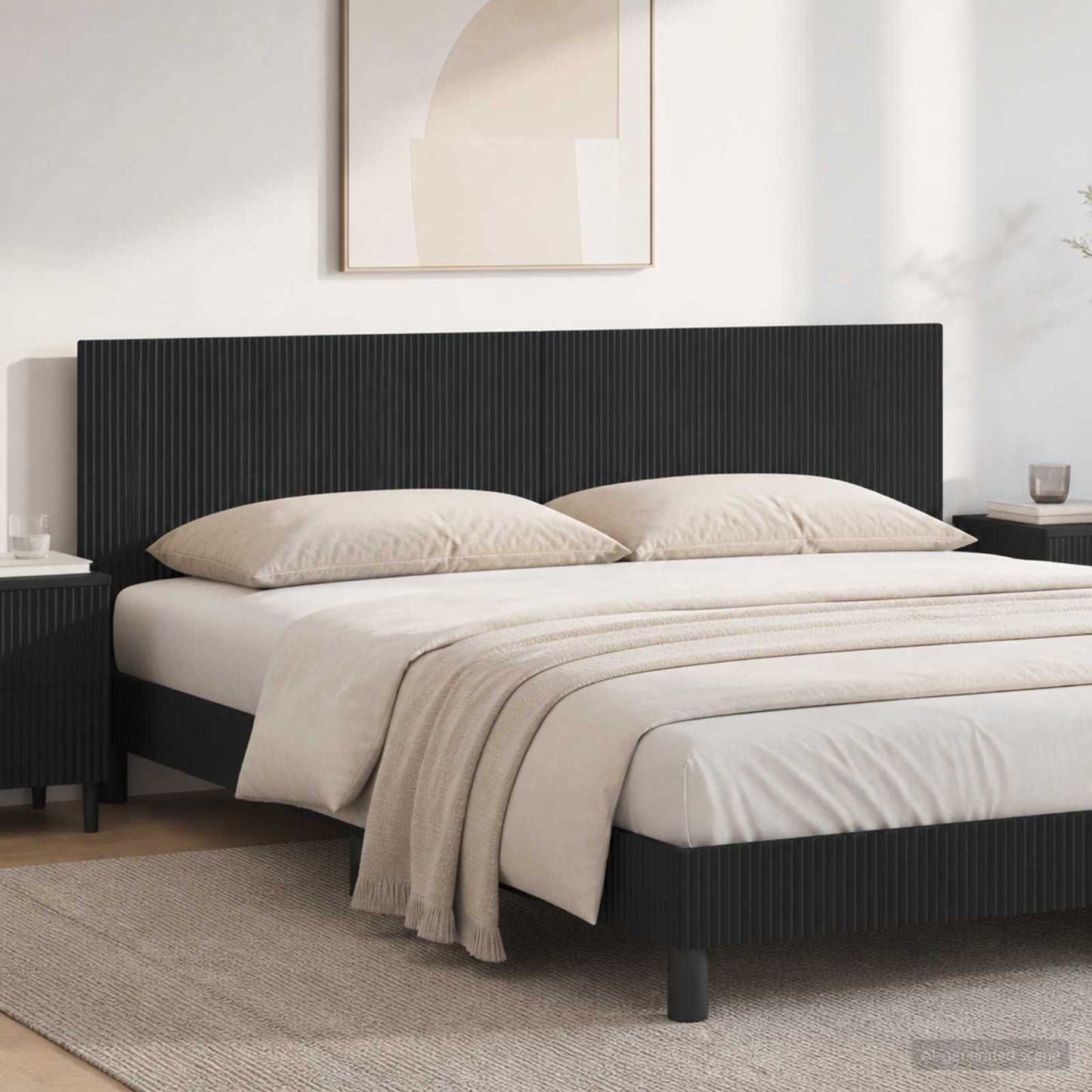 vidaXL Wall-Mounted Headboard ARNHEM Black Engineered Wood
