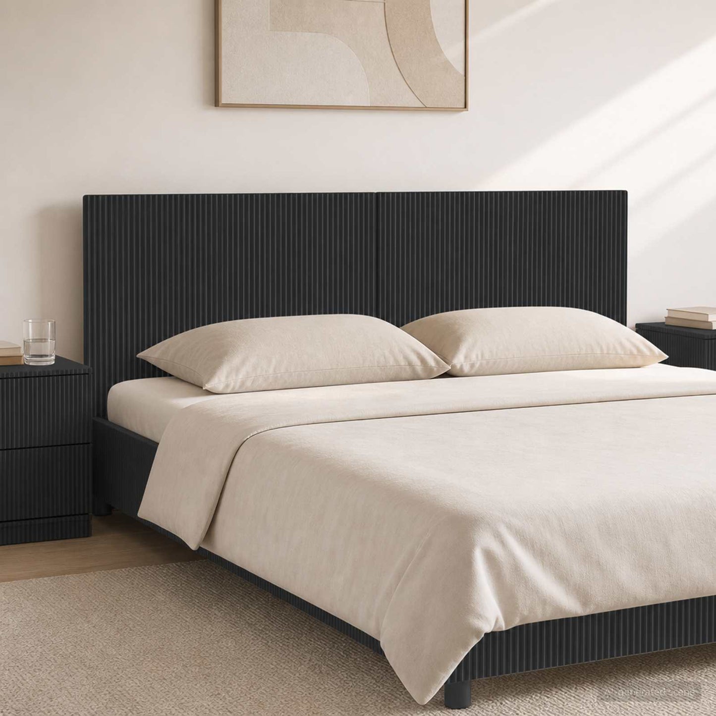 vidaXL Wall-Mounted Headboard ARNHEM Black Engineered Wood