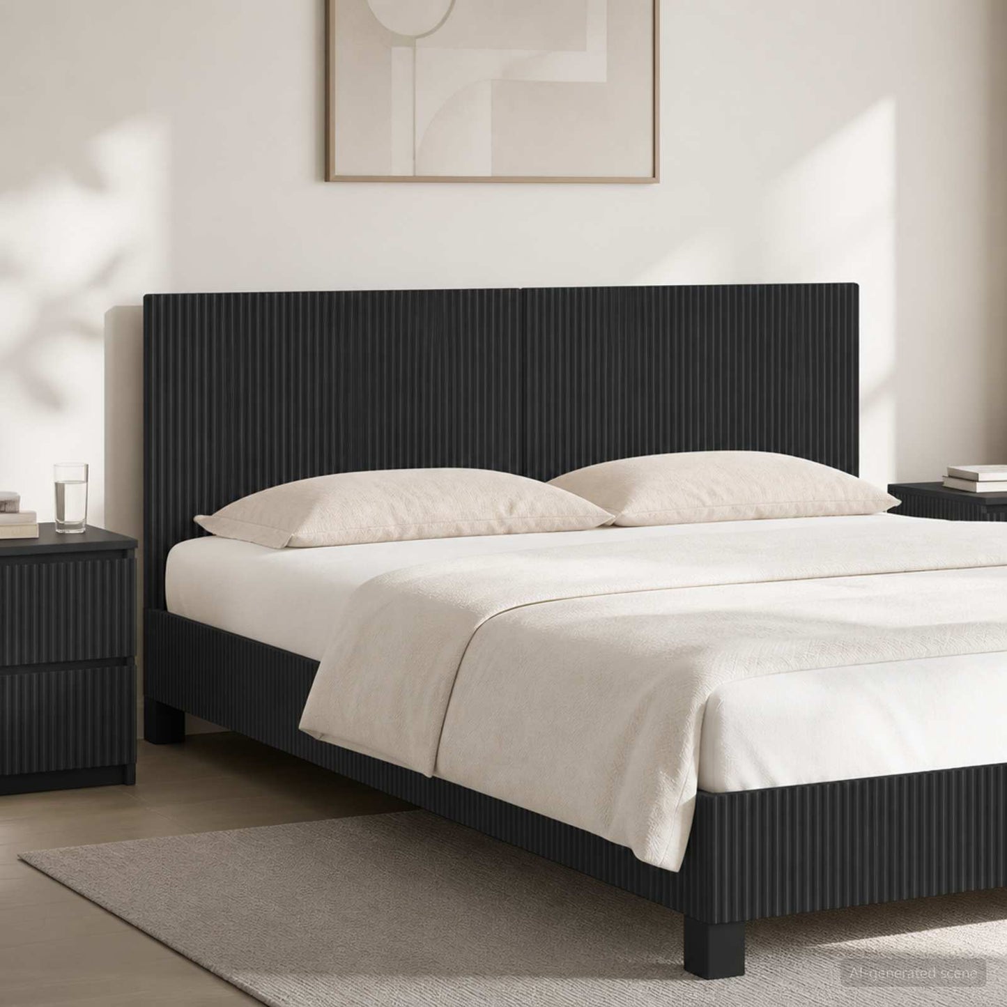 vidaXL Wall-Mounted Headboard ARNHEM Black Engineered Wood