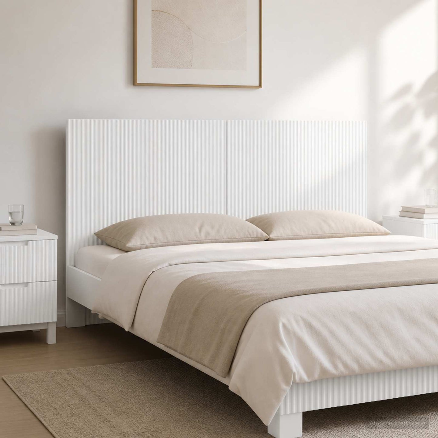 vidaXL Wall-Mounted Headboard ARNHEM High Gloss White Engineered Wood