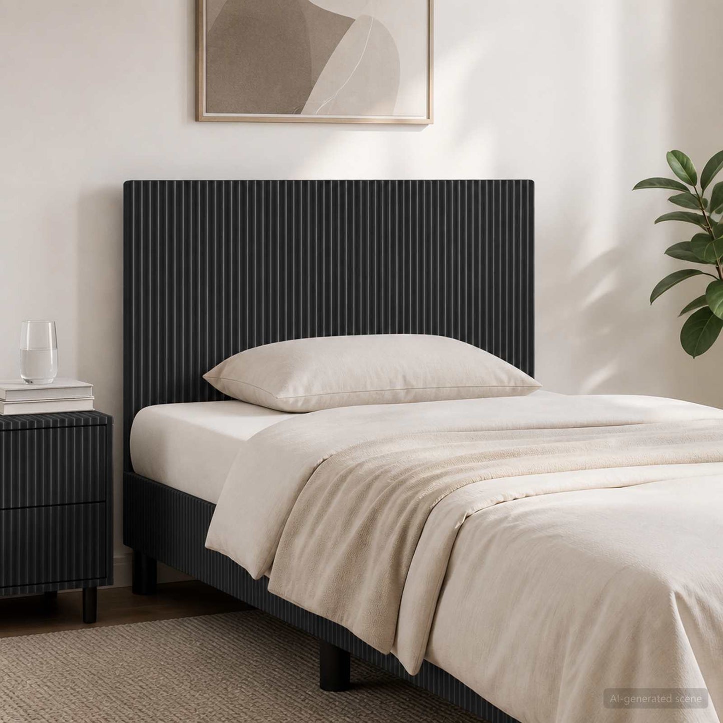vidaXL Wall-Mounted Headboard ARNHEM Black Engineered Wood