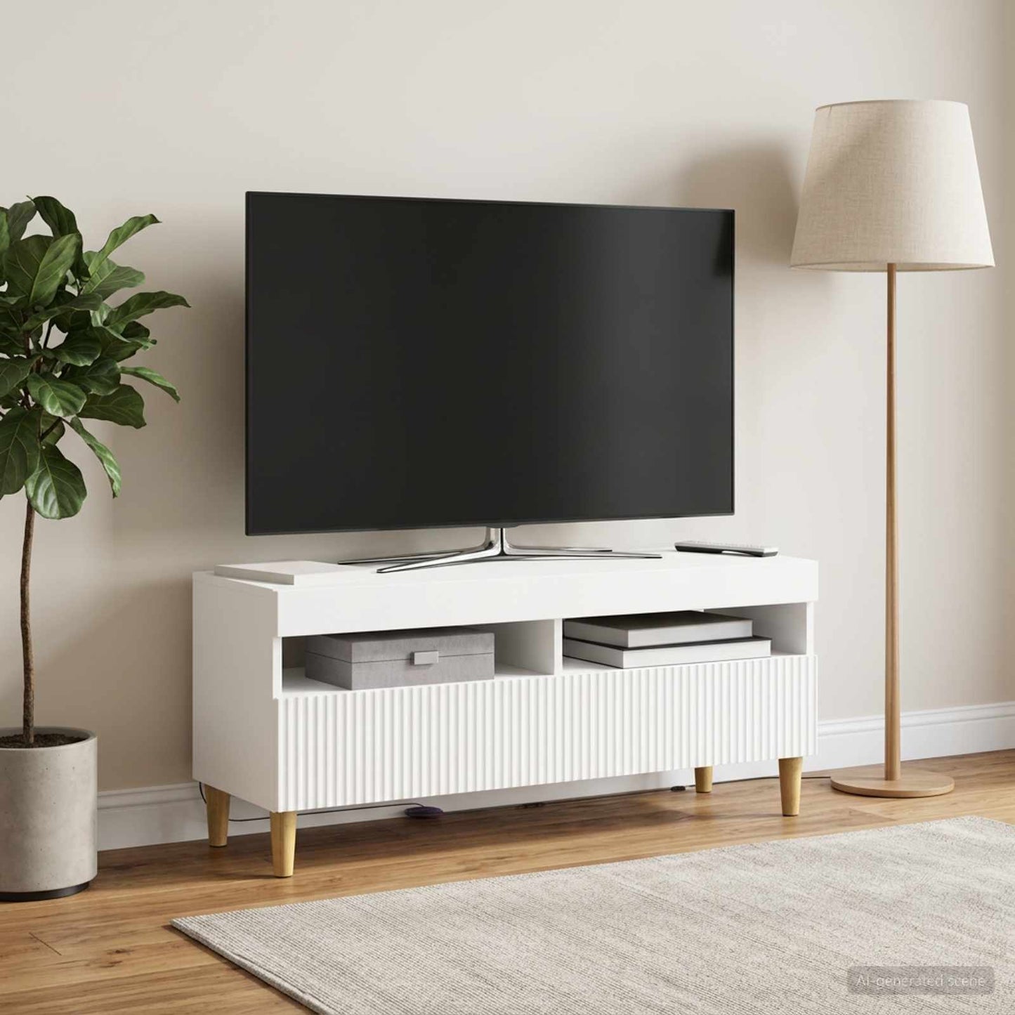 vidaXL LED TV Cabinet White Engineered Wood