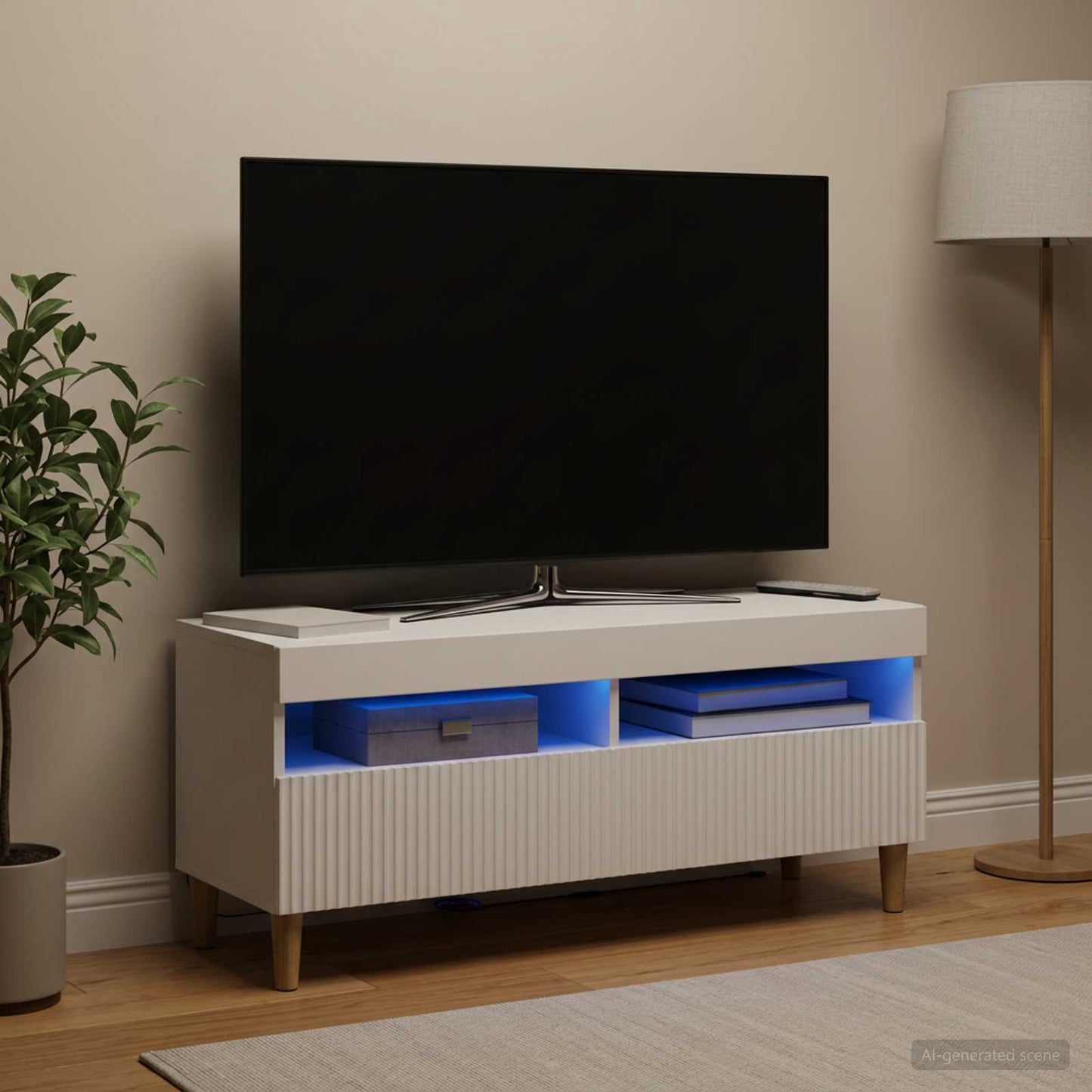 vidaXL LED TV Cabinet White Engineered Wood