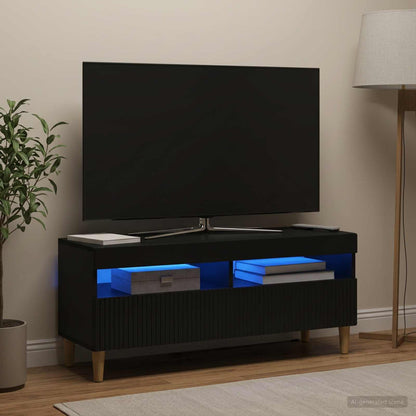 vidaXL LED TV Cabinet Black Engineered Wood
