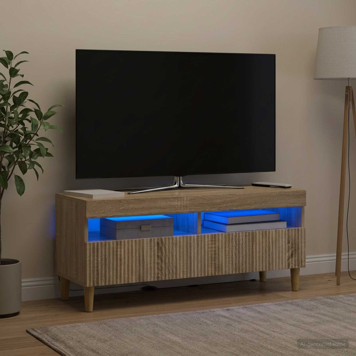 vidaXL LED TV Cabinet Sonoma Oak Engineered Wood
