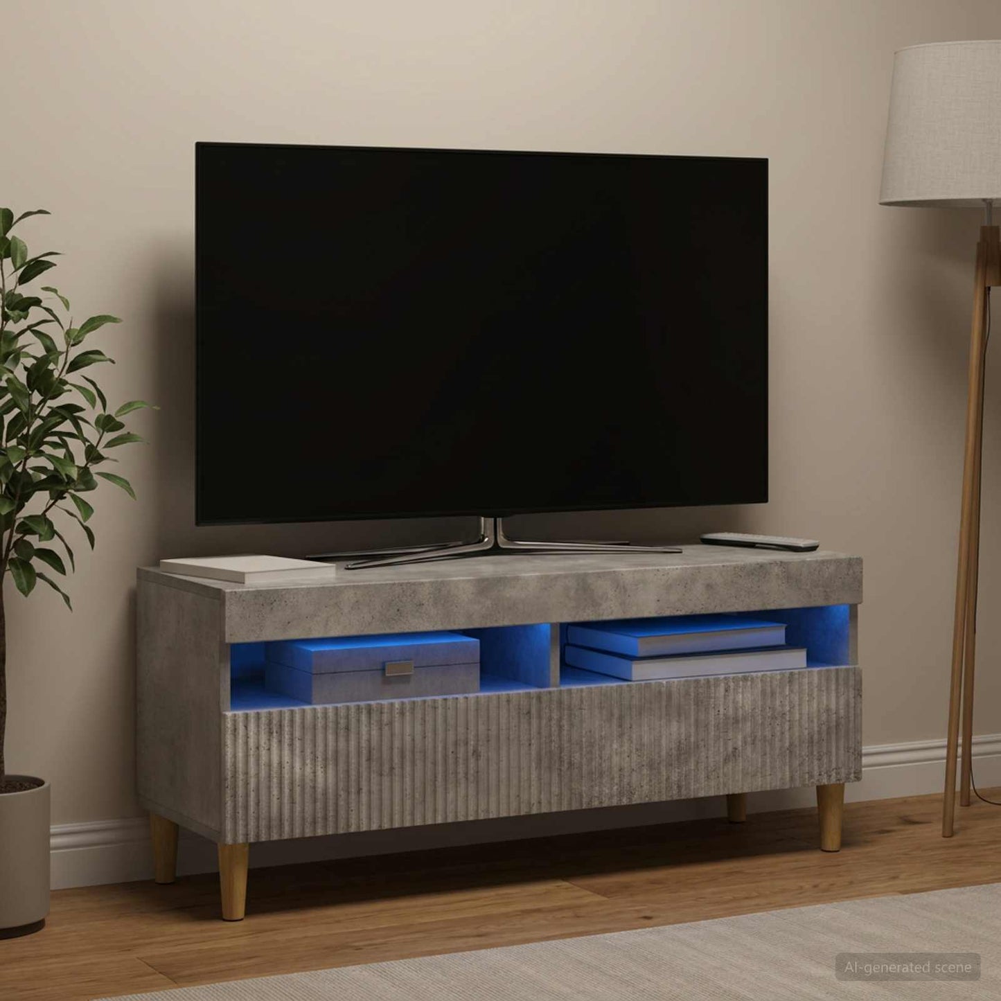 vidaXL LED TV Cabinet Concrete Grey Engineered Wood