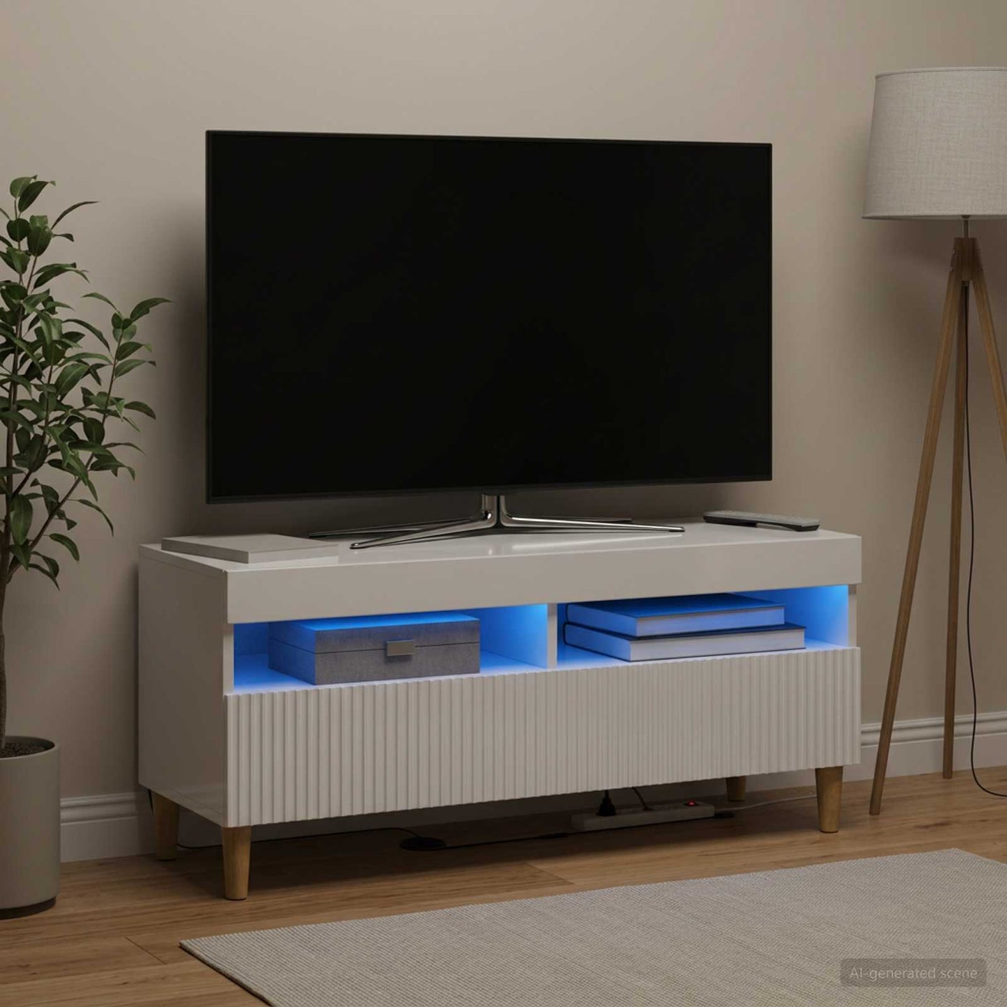 vidaXL LED TV Cabinet High Gloss White Engineered Wood