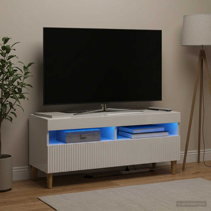 vidaXL LED TV Cabinet High Gloss White Engineered Wood