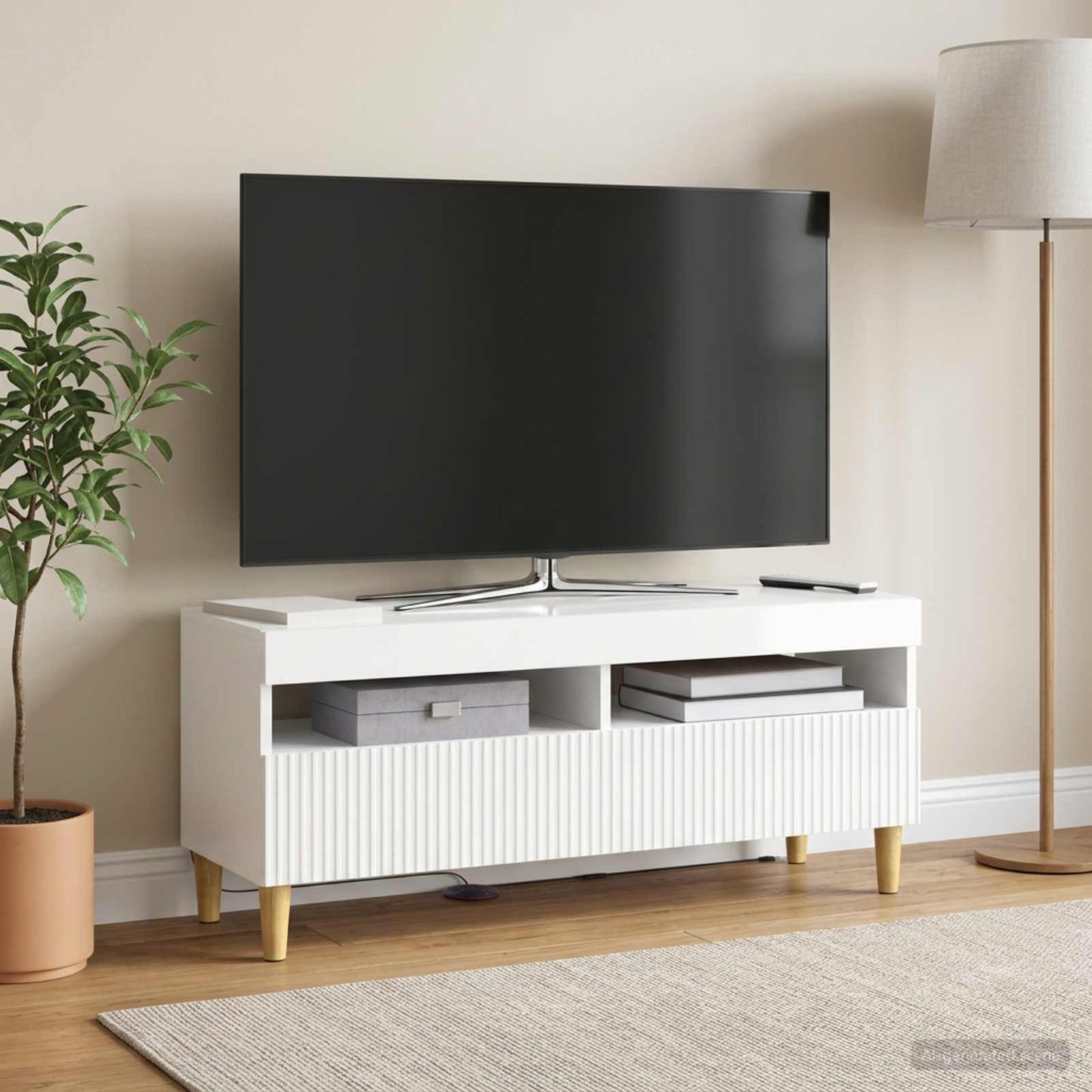 vidaXL LED TV Cabinet High Gloss White Engineered Wood