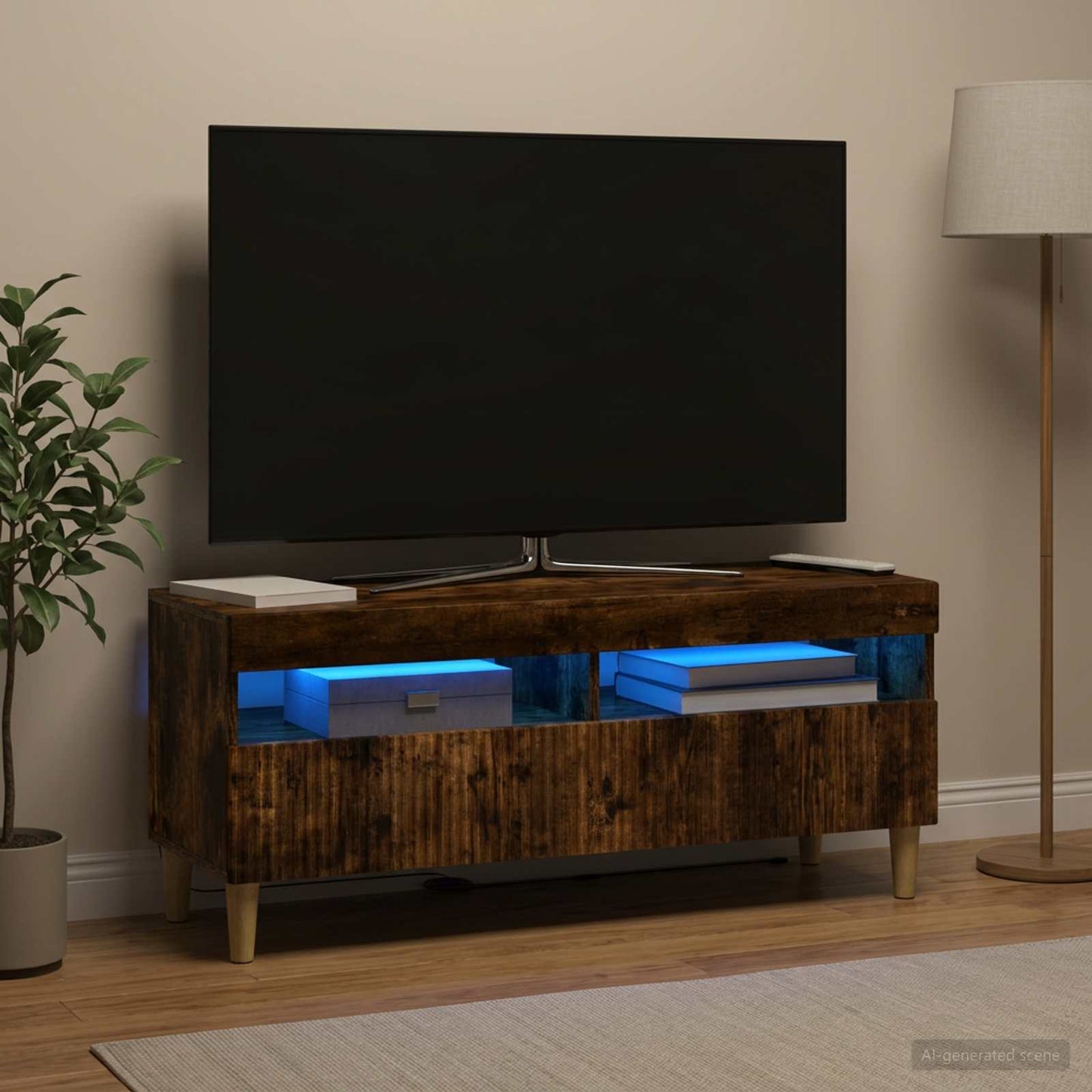 vidaXL LED TV Cabinet Smoked Oak Engineered Wood