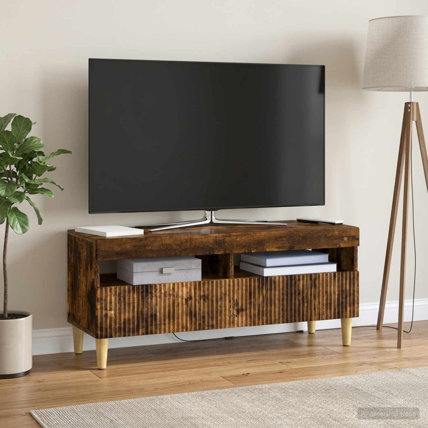 vidaXL LED TV Cabinet Smoked Oak Engineered Wood