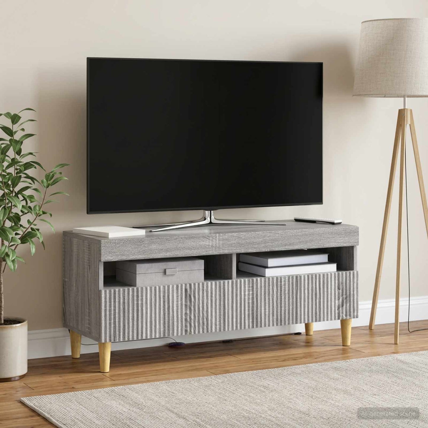vidaXL LED TV Cabinet Grey Sonoma Engineered Wood