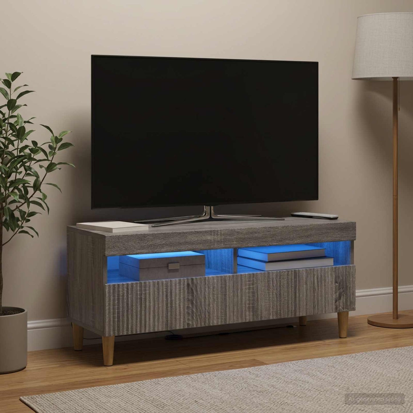 vidaXL LED TV Cabinet Grey Sonoma Engineered Wood