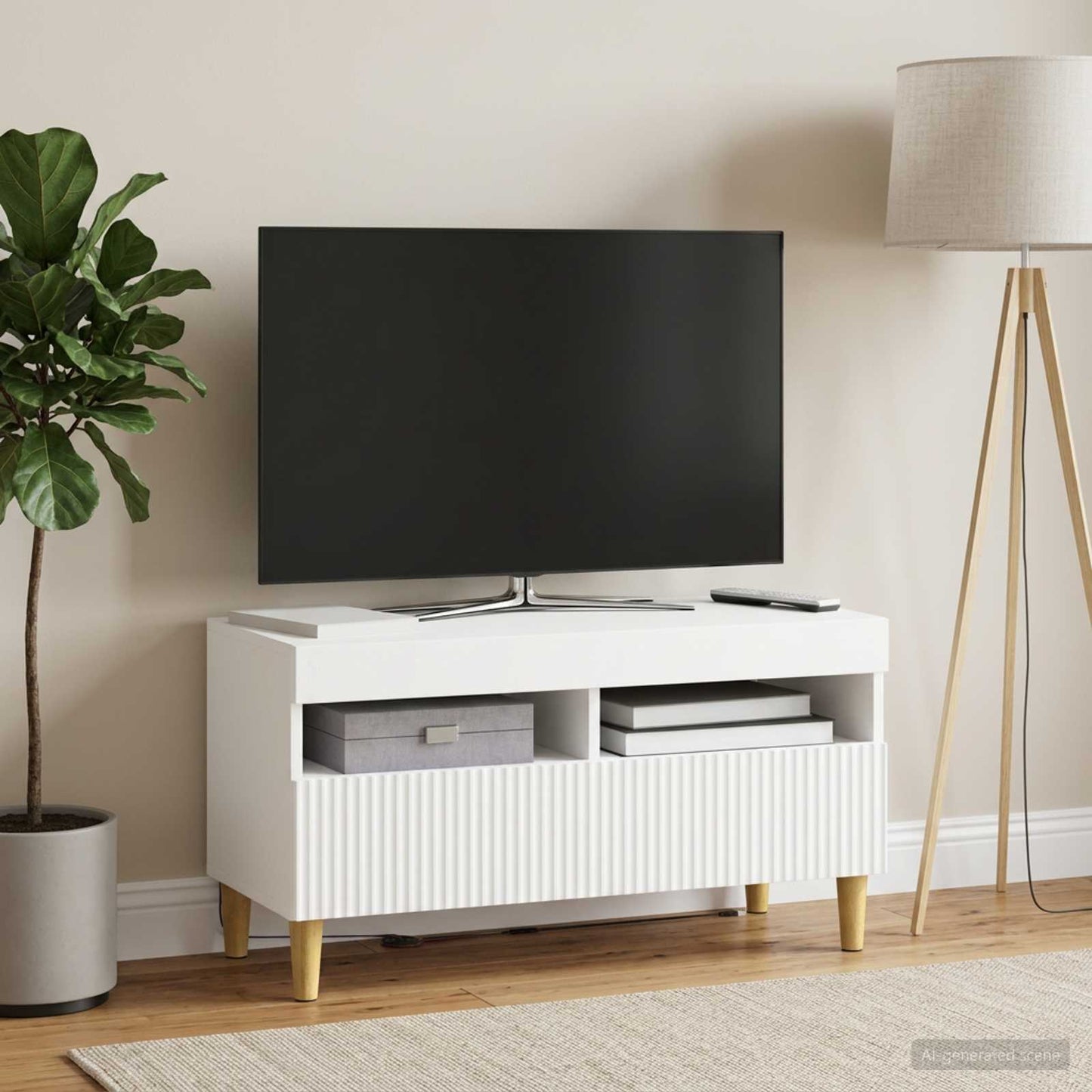 vidaXL LED TV Cabinet White Engineered Wood