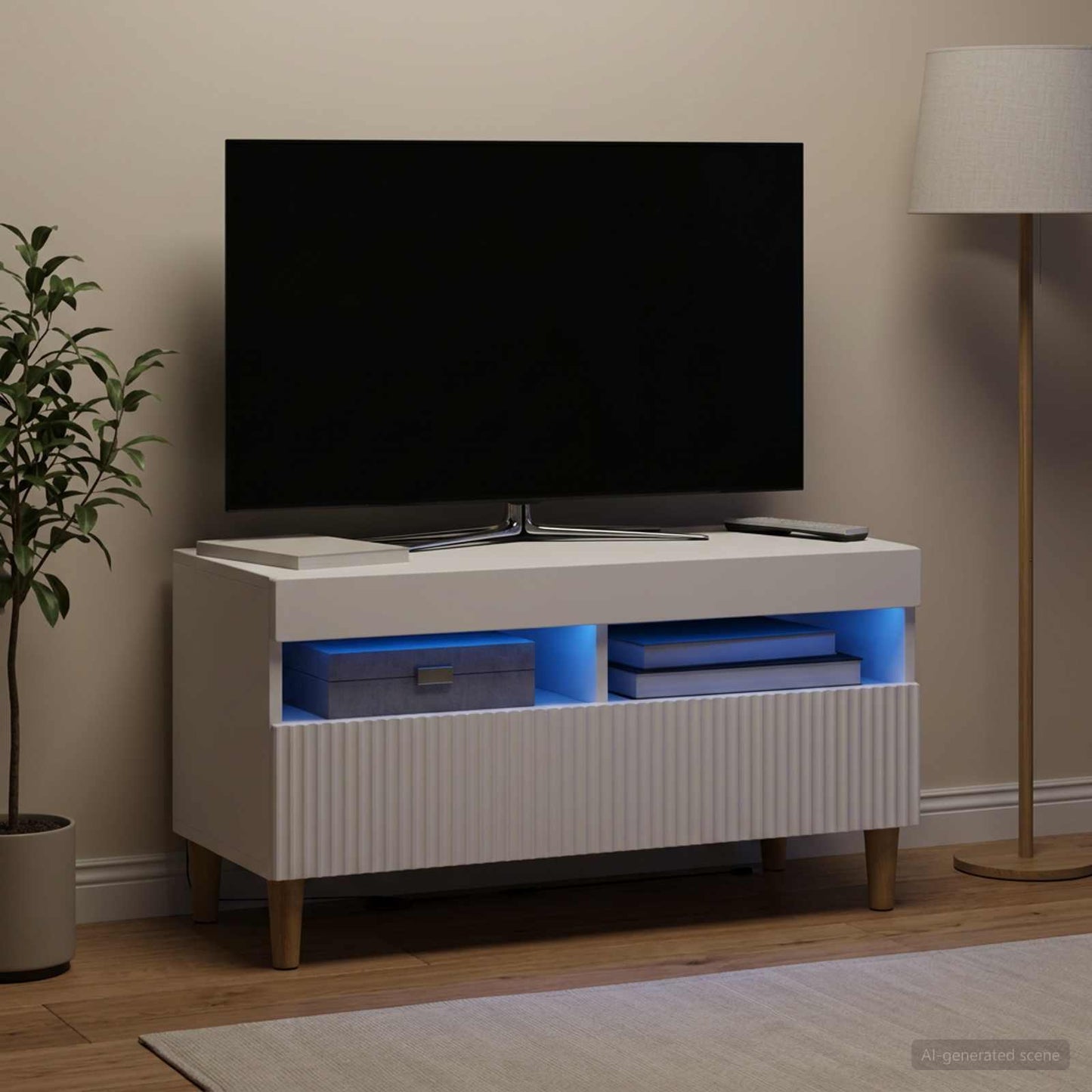 vidaXL LED TV Cabinet White Engineered Wood