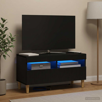 vidaXL LED TV Cabinet Black Engineered Wood