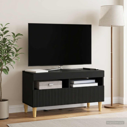 vidaXL LED TV Cabinet Black Engineered Wood