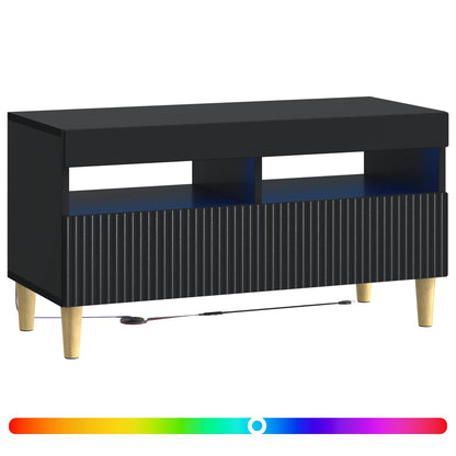 vidaXL LED TV Cabinet Black Engineered Wood