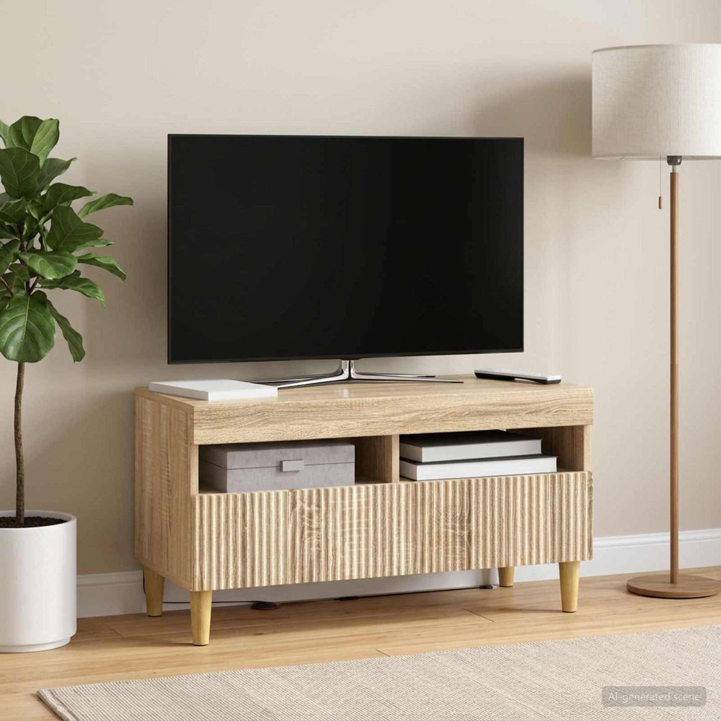 vidaXL LED TV Cabinet Sonoma Oak Engineered Wood