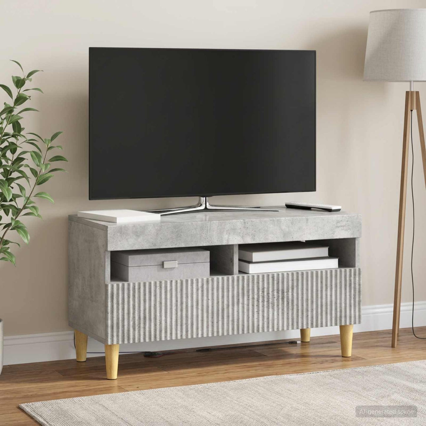vidaXL LED TV Cabinet Concrete Grey Engineered Wood