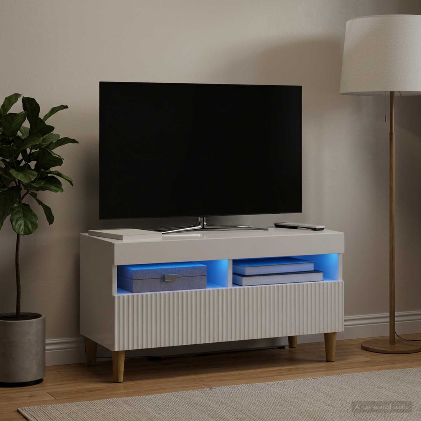 vidaXL LED TV Cabinet High Gloss White Engineered Wood