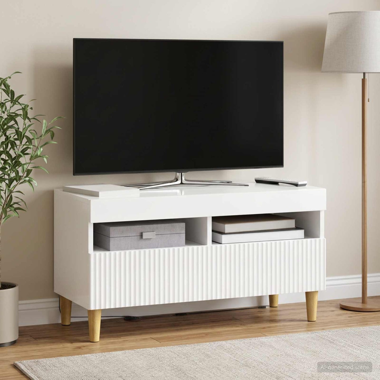 vidaXL LED TV Cabinet High Gloss White Engineered Wood