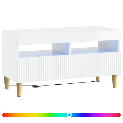vidaXL LED TV Cabinet High Gloss White Engineered Wood