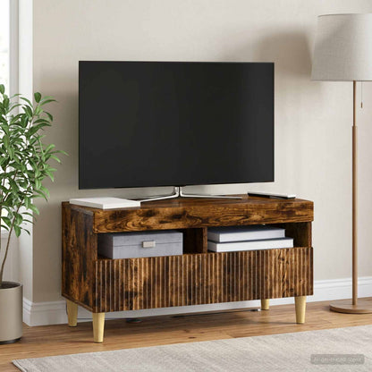 vidaXL LED TV Cabinet Smoked Oak Engineered Wood