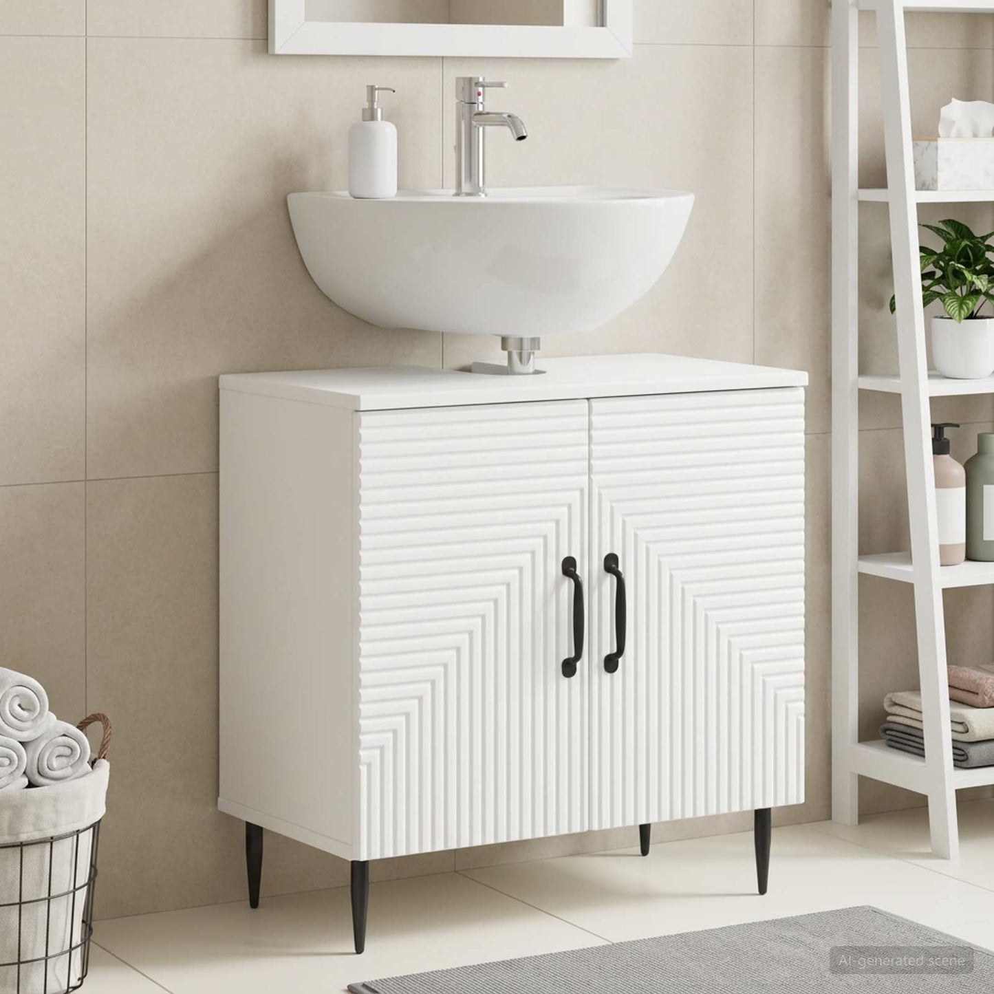vidaXL Bathroom Sink Cabinet HAARLEM White 59.5 x 31.5x 59 cm