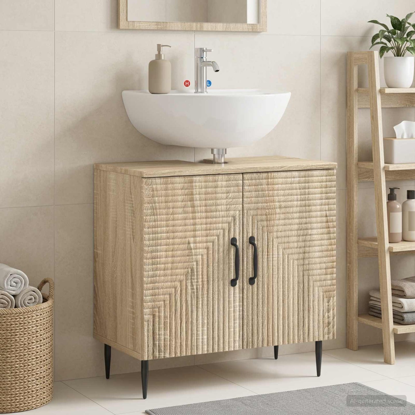 vidaXL Bathroom Sink Cabinet HAARLEM Sonoma Oak 59.5 x 31.5x 59 cm