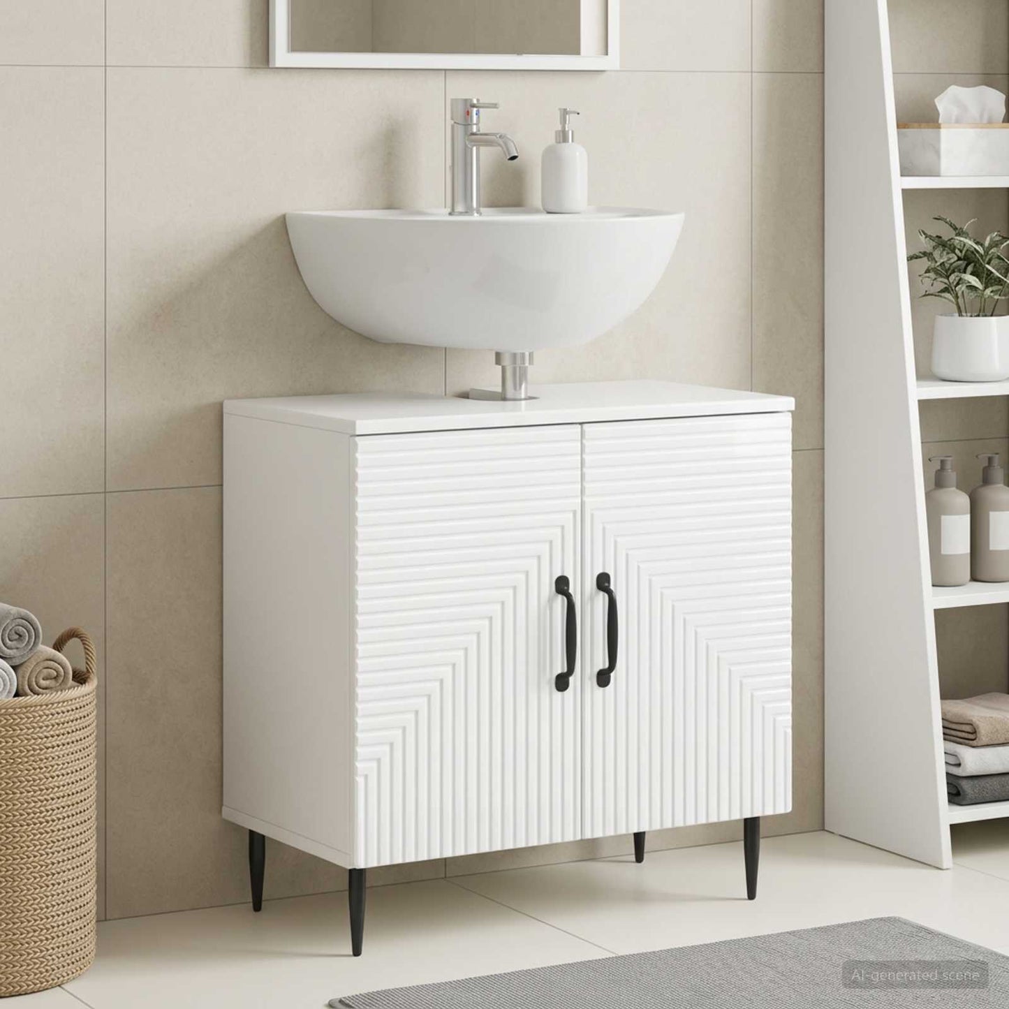 vidaXL Bathroom Sink Cabinet HAARLEM High Gloss White