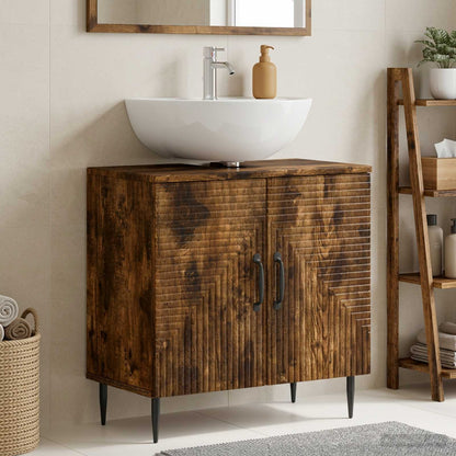 vidaXL Bathroom Sink Cabinet HAARLEM Smoked Oak 59.5 x 31.5x 59 cm