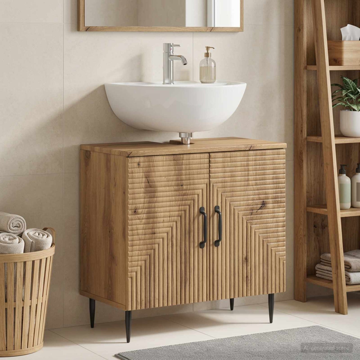 vidaXL Bathroom Sink Cabinet HAARLEM Artisan Oak 59.5 x 31.5x 59 cm