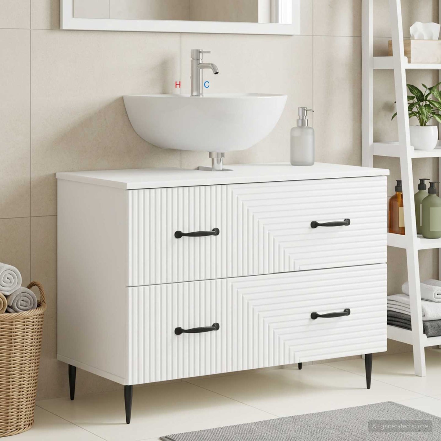 vidaXL Bathroom Sink Cabinet HAARLEM White 82 x 41x 58.5 cm