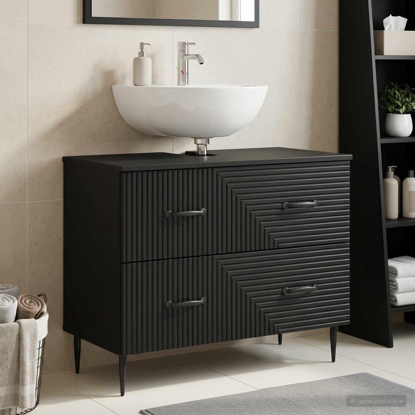 vidaXL Bathroom Sink Cabinet HAARLEM Black 82 x 41x 58.5 cm