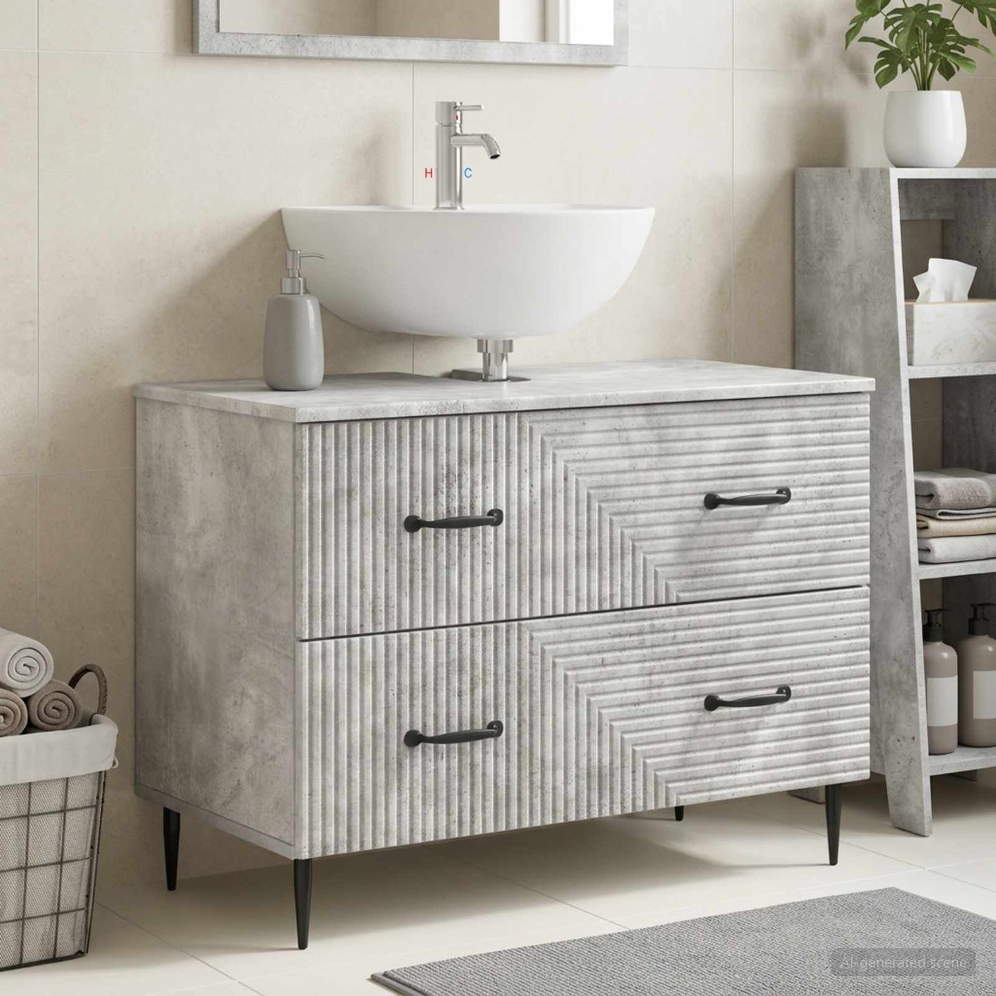 vidaXL Bathroom Sink Cabinet HAARLEM Concrete Grey 82 x 41x 58.5 cm